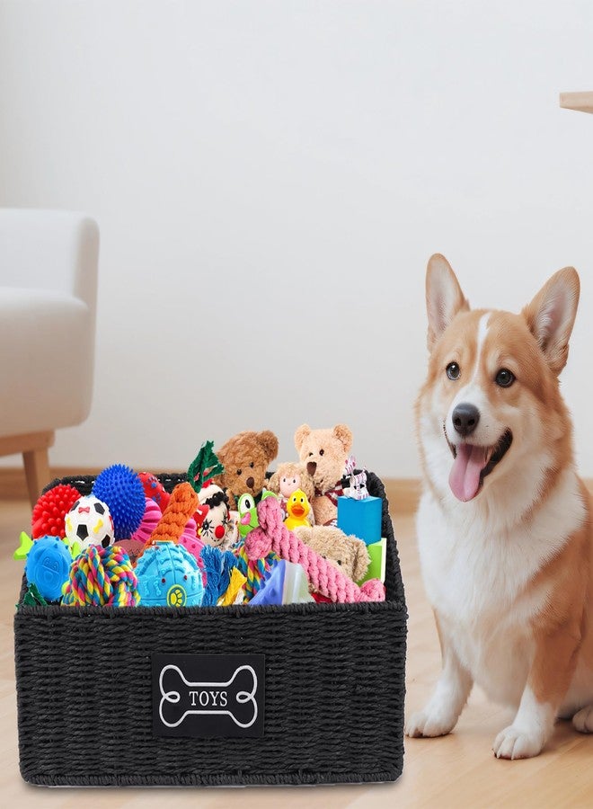 Duimbok Dog Toy Basket Large Durable Metal Woven Foldable Storage Bin, Living Room Bedroom Entryway Toy Storage Organizer Rustic Trapezoid Pet Basket for Dogs Puppies and Home Floor Corners-Black - Image 5