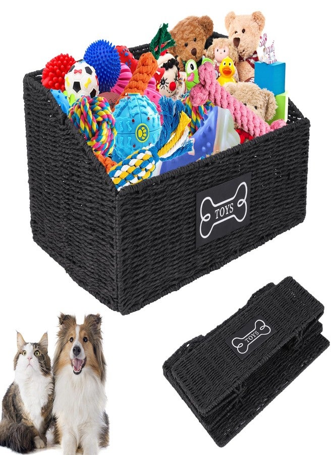 Duimbok Dog Toy Basket Large Durable Metal Woven Foldable Storage Bin, Living Room Bedroom Entryway Toy Storage Organizer Rustic Trapezoid Pet Basket for Dogs Puppies and Home Floor Corners-Black - Image 1