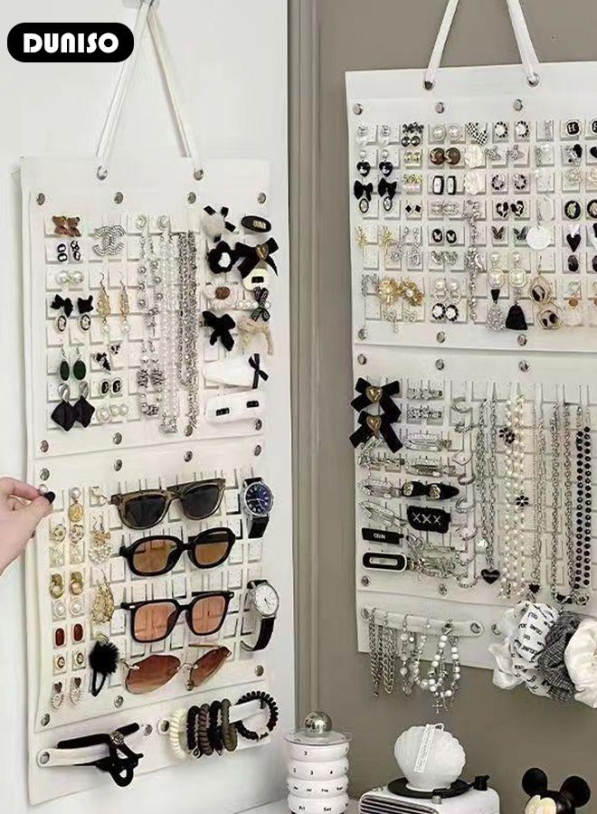 DUNISO Hanging Jewelry Organizer, Multifunctional Sunglasses Storage Bag, Foldable Large Hair Accessory Organizer for Home or Outdoor Travel, Wall Mounted Display Stand for Earring, Necklace, Headband, Sunglasses, Hair Claw Clip, Bracelets  - Image 2