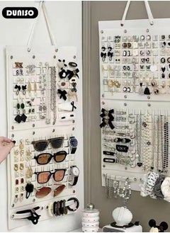 DUNISO Hanging Jewelry Organizer, Multifunctional Sunglasses Storage Bag, Foldable Large Hair Accessory Organizer for Home or Outdoor Travel, Wall Mounted Display Stand for Earring, Necklace, Headband, Sunglasses, Hair Claw Clip, Bracelets  - Image 2