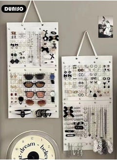 DUNISO Hanging Jewelry Organizer, Multifunctional Sunglasses Storage Bag, Foldable Large Hair Accessory Organizer for Home or Outdoor Travel, Wall Mounted Display Stand for Earring, Necklace, Headband, Sunglasses, Hair Claw Clip, Bracelets  - Image 5