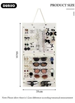 DUNISO Hanging Jewelry Organizer, Multifunctional Sunglasses Storage Bag, Foldable Large Hair Accessory Organizer for Home or Outdoor Travel, Wall Mounted Display Stand for Earring, Necklace, Headband, Sunglasses, Hair Claw Clip, Bracelets  - Image 4