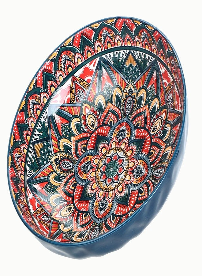 OZY Large Serving Bowls，10 inch Ceramic Salad Bowls，Ideal Housewarming Gift，Vibrant Color Soup Bowls for Party，Pasta，Fruit，Dishwasher & Microwave Safe Soup Bowls (Blue) - Image 1