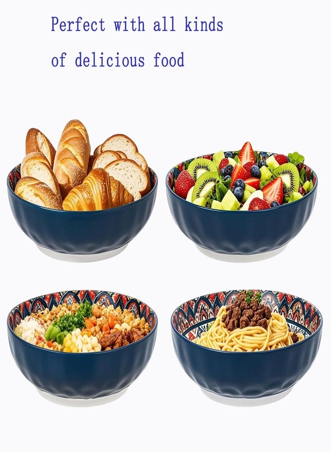 OZY Large Serving Bowls，10 inch Ceramic Salad Bowls，Ideal Housewarming Gift，Vibrant Color Soup Bowls for Party，Pasta，Fruit，Dishwasher & Microwave Safe Soup Bowls (Blue) - Image 4