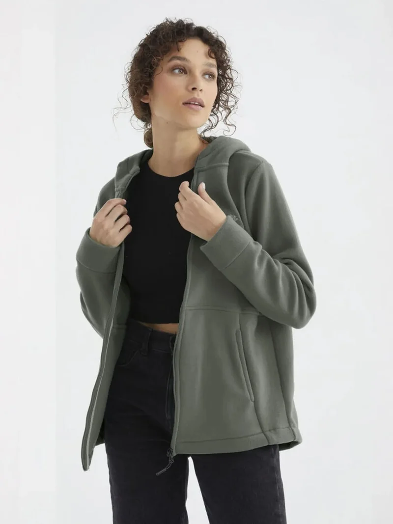تومي لايف TOMMY Women's Plush Zip-front Hooded Sweatshirt