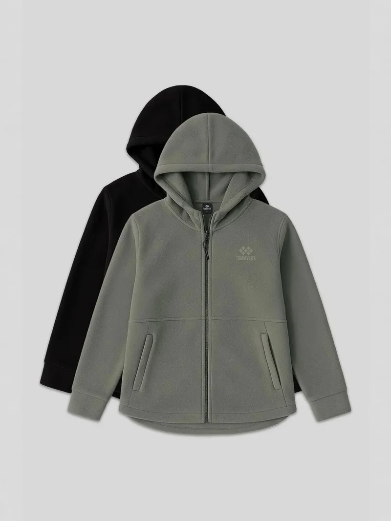 تومي لايف TOMMY Women's Plush Zip-front Hooded Sweatshirt