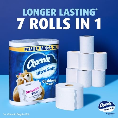 Charmin Toilet Paper Ultra Soft Cushiony Touch, 18 Family Mega XL Rolls = 126 Regular Rolls - Image 4