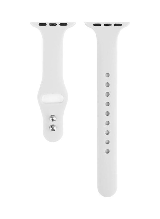 NIBEMINENT Replacement Wrist Strap For Apple Watch Series 5/4 44mm And 3/2/1 42mm White - Image 1