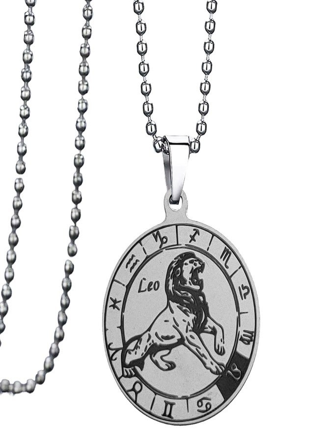 M Men Style Leo Coin Pendant Necklaces Horoscope Astrology Zodiac Jewelry Birthday Gift for Women Men