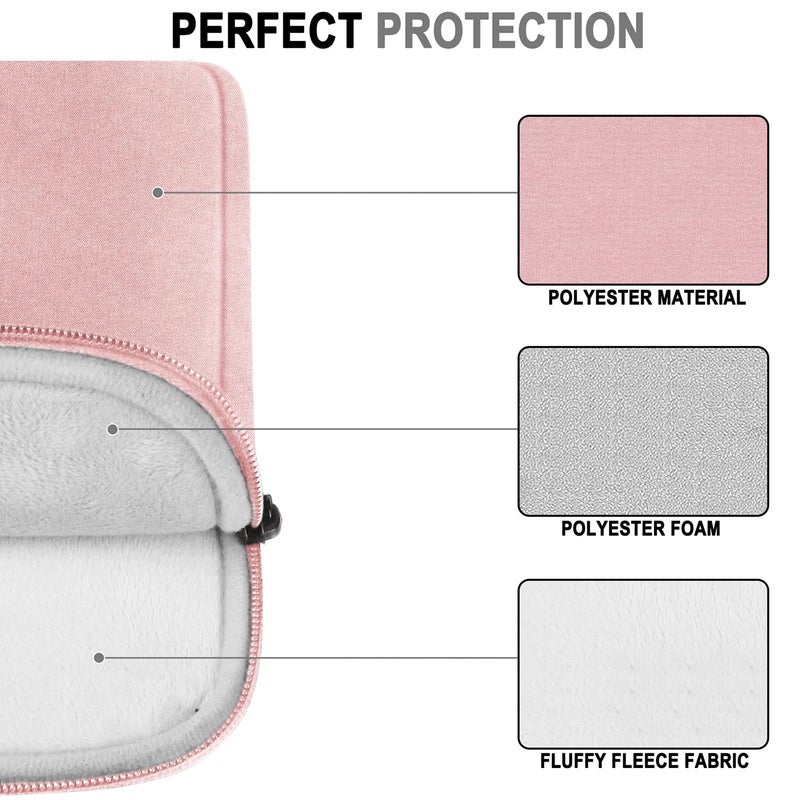 ANTERK Laptop Sleeve 14 Inch, Water Resistant Traveling Computer Cover with Handle, Shockproof Protective Carrying Laptop Bag Compatible for 14 Inch MacBook Air/Pro, HP, Dell, Lenovo, Pink - Image 3