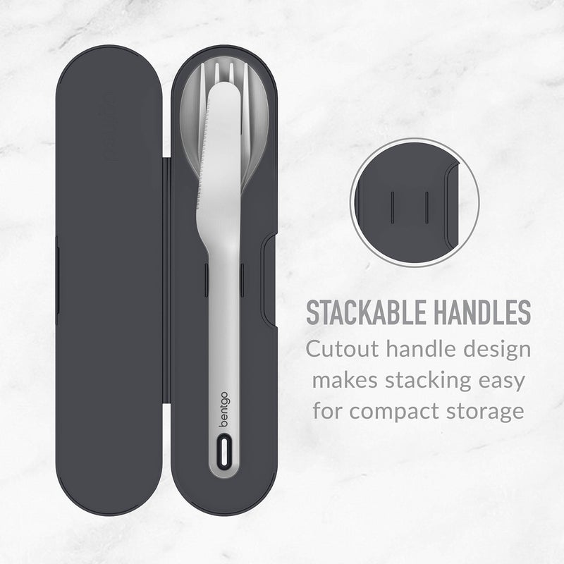 Bentgo Stainless Travel Utensil Set - Reusable 3-Piece Silverware Set with Carrying Case, High-Grade Premium Steel, BPA-Free Case, Eco-Friendly - Ideal for Travel, Camping, and Office Use (Carbon) - Image 5