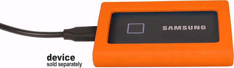 GETGEAR Silicone Bumper for Samsung T7. T7 Touch Portable SSD - 1TB, 2TB, 500GB, USB 3.2, Strong-Shock Absorbing, Slip-Resistant- Black (Orange) - Image 4