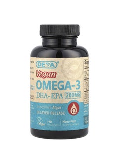 Deva Deva, Vegan Omega-3 DHA-EPA, Delayed Release, 200 mg, 90 Vegan Caps  - Image 1