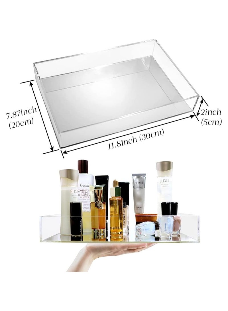 تي بي جي بي صينية فانيتي متعددة الوظائف للحمام مع مراة ناعمة لديكور المنزل، منظم حامل منظم للحمام للشموع والعطور ومستحضرات التجميل والمجوهرات - Image 2