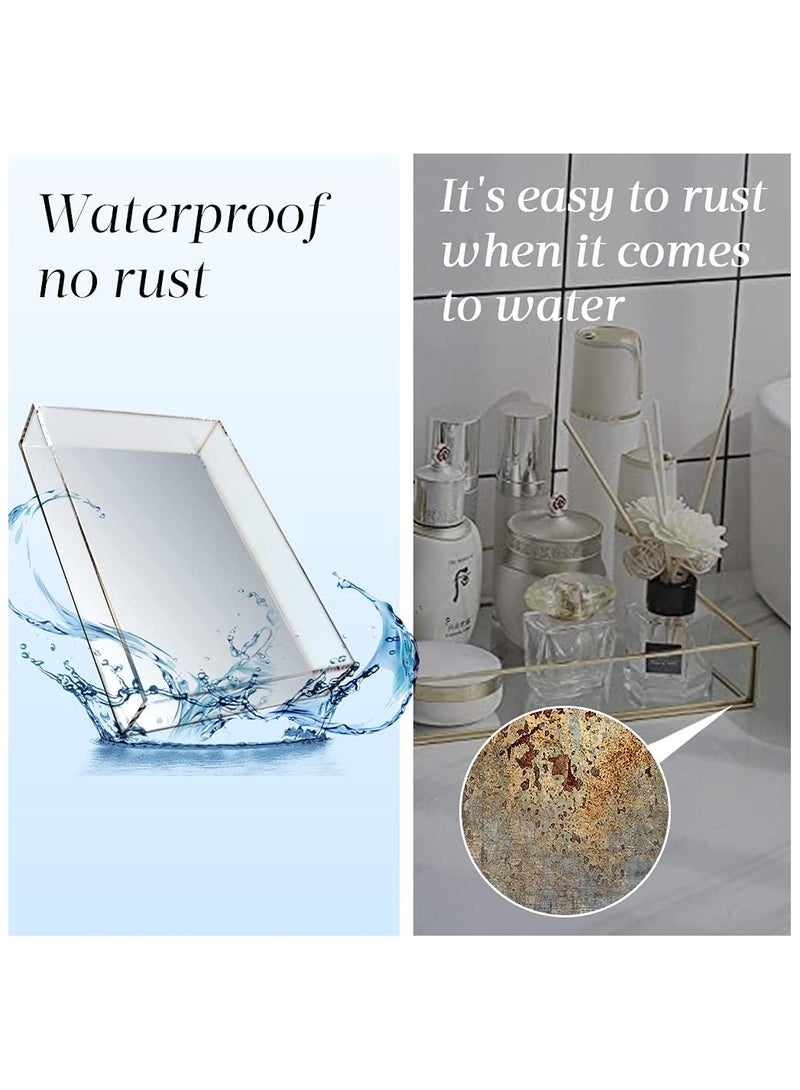 تي بي جي بي صينية فانيتي متعددة الوظائف للحمام مع مراة ناعمة لديكور المنزل، منظم حامل منظم للحمام للشموع والعطور ومستحضرات التجميل والمجوهرات - Image 3