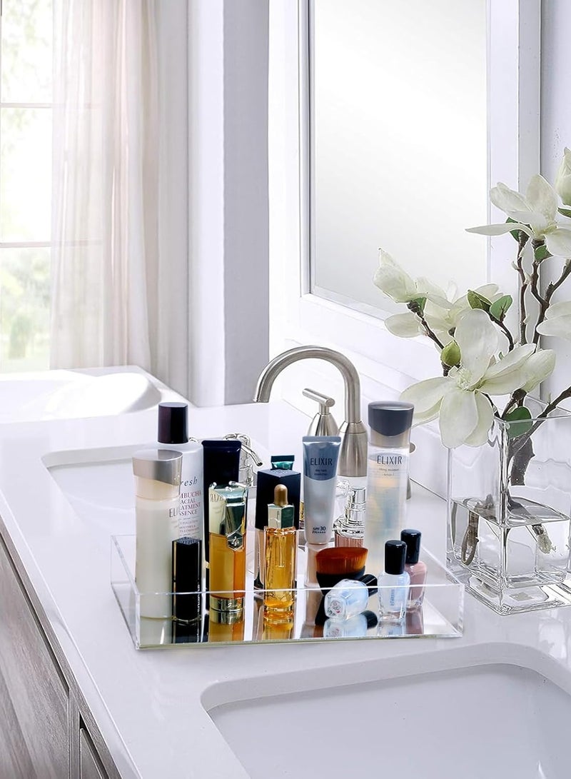 تي بي جي بي صينية فانيتي متعددة الوظائف للحمام مع مراة ناعمة لديكور المنزل، منظم حامل منظم للحمام للشموع والعطور ومستحضرات التجميل والمجوهرات - Image 5