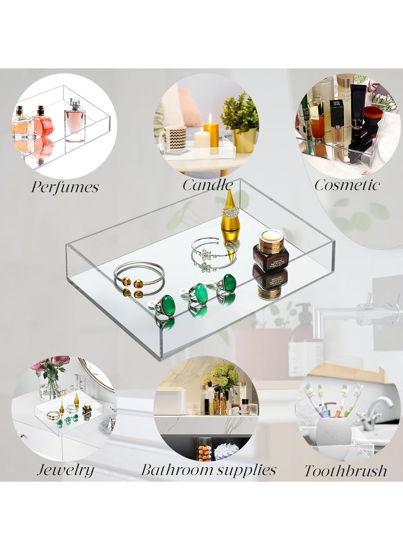 تي بي جي بي صينية فانيتي متعددة الوظائف للحمام مع مراة ناعمة لديكور المنزل، منظم حامل منظم للحمام للشموع والعطور ومستحضرات التجميل والمجوهرات - Image 4