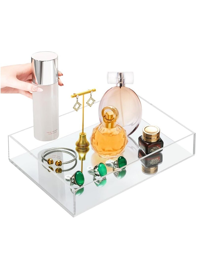 تي بي جي بي صينية فانيتي متعددة الوظائف للحمام مع مراة ناعمة لديكور المنزل، منظم حامل منظم للحمام للشموع والعطور ومستحضرات التجميل والمجوهرات - Image 1