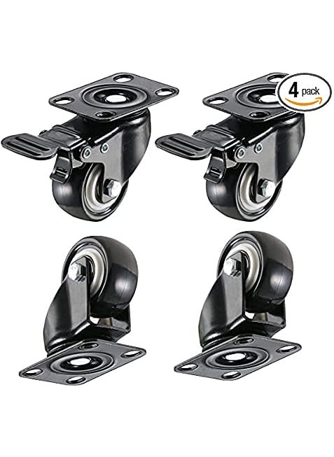 Bilvina Bilvina 2 Heavy Duty Caster Wheels Soft Rubber Swivel Caster with 360 Degree 2 with Brakes 2 Without Set of 4  - Image 2