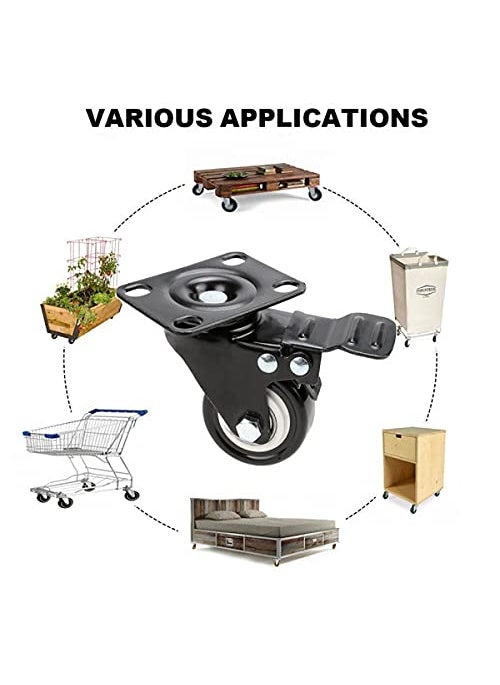 Bilvina Bilvina 2 Heavy Duty Caster Wheels Soft Rubber Swivel Caster with 360 Degree 2 with Brakes 2 Without Set of 4  - Image 5