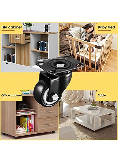 Bilvina Bilvina 2 Heavy Duty Caster Wheels Soft Rubber Swivel Caster with 360 Degree 2 with Brakes 2 Without Set of 4  - Image 3