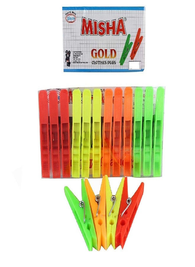 Sinco Misha Plastic Cloth Pegs Clips Multicolor - Pack of 6 (72 Pieces) - Image 1