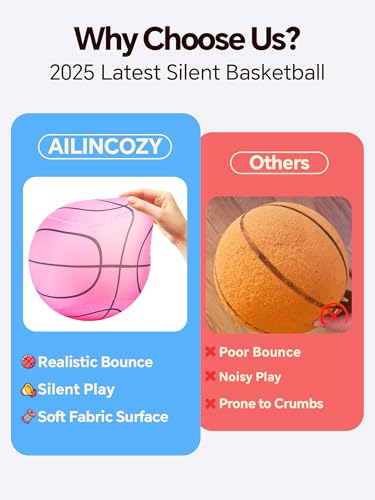 ALLINCOZY Covered Silent Basketball Fabric Cover Soft Foam Airless Basketball High Bounce NoiseFree Training Ball Gifts Packaging Safe for Indoor Activities - Image 3