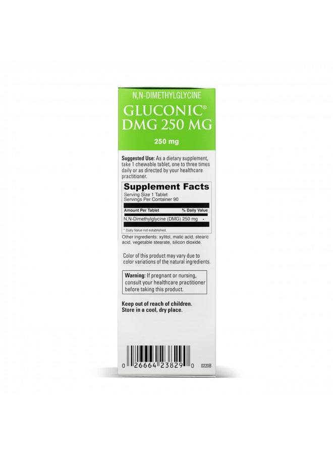Davinci DAVINCI Labs Gluconic DMG 250mg - Helps Support Immune System, Muscle Function, Heart Health & Brain Health - 90 Chewable Tablets (90 Servings)  - Image 2