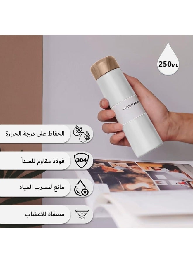 هابي هوم ترمس حراري من الفولاذ المقاوم للصدأ 304 250  مل ترمس حراري للمشروبات الباردة والباردة معزولة للمدرسة والسفر والرياضات الخارجية 250 مل  - Image 2