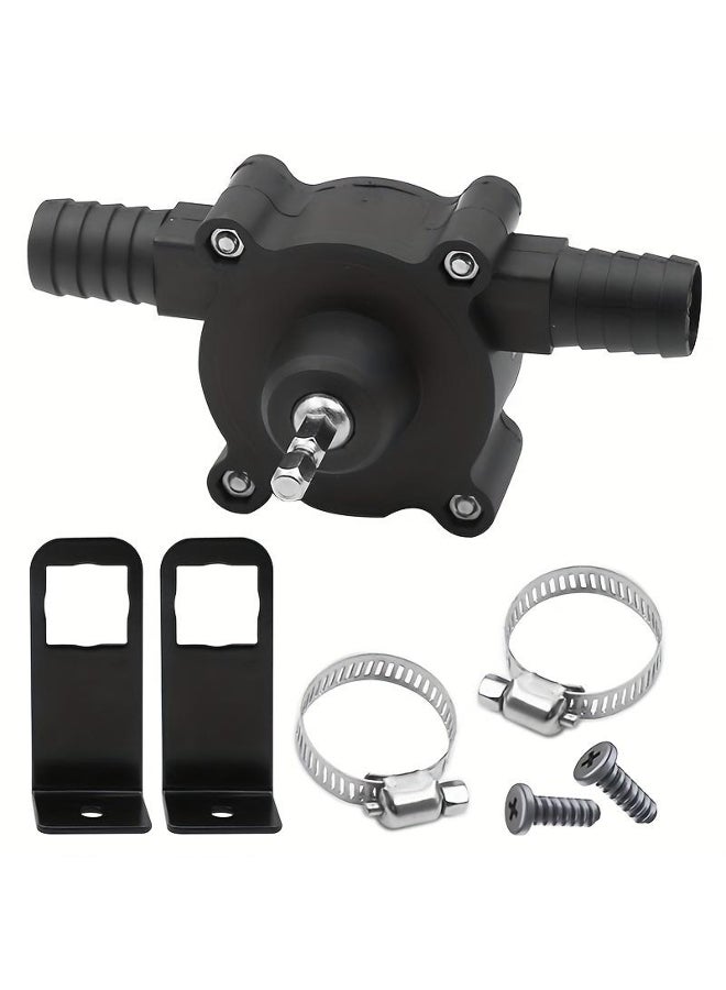 Portable Hand Pump - Self-Priming Transfer for Water, Gasoline, Oil, Diesel Fluid, Durable Plastic Material, Manual Operation 