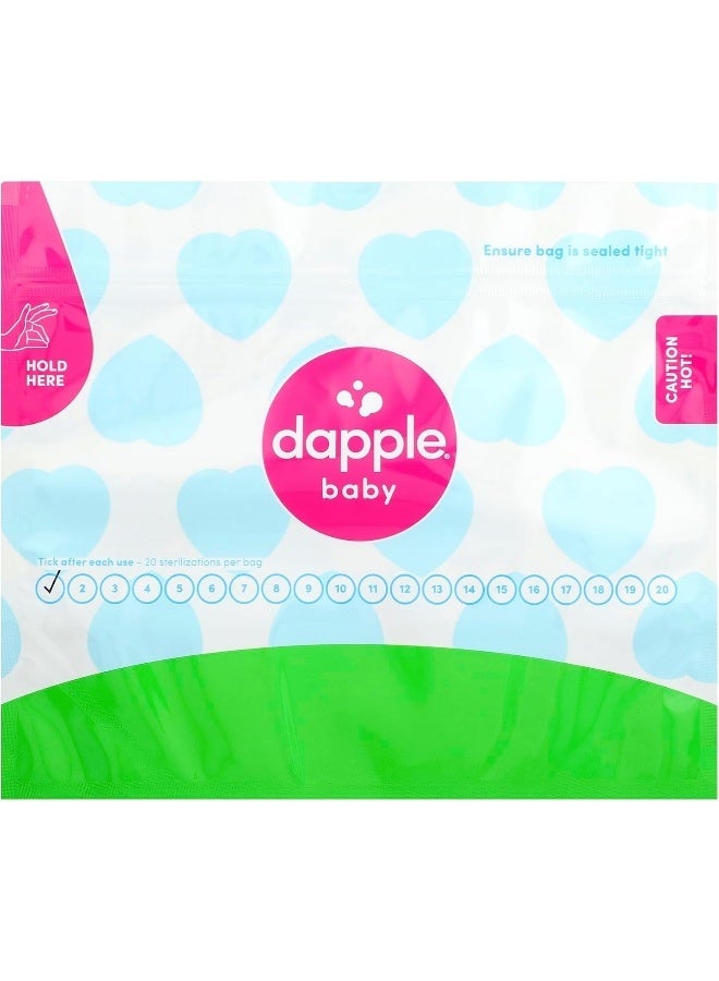 dapple أكياس تعقيم الميكروويف للأطفال من دابل، قابلة لإعادة الاستخدام لأجزاء مضخة الثدي وزجاجات الأطفال، 20 استخدام لكل كيس، رائعة للسفر والمكتب، 8 قطع (عبوة من 1) - Image 3