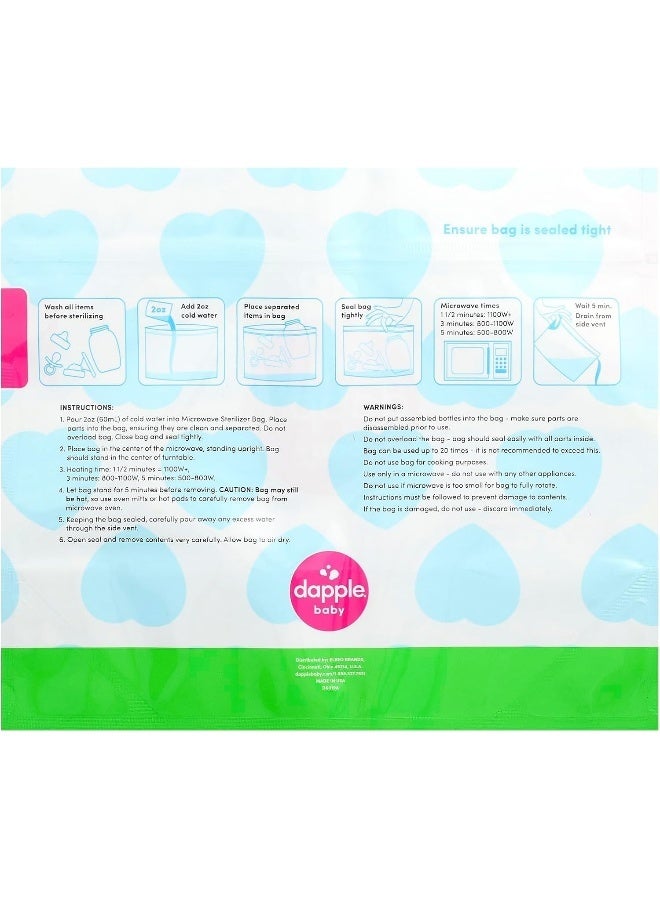 dapple أكياس تعقيم الميكروويف للأطفال من دابل، قابلة لإعادة الاستخدام لأجزاء مضخة الثدي وزجاجات الأطفال، 20 استخدام لكل كيس، رائعة للسفر والمكتب، 8 قطع (عبوة من 1) - Image 4