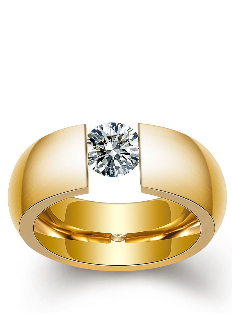 Loquat Stainless Steel Solid Polished Signet Ring Gold