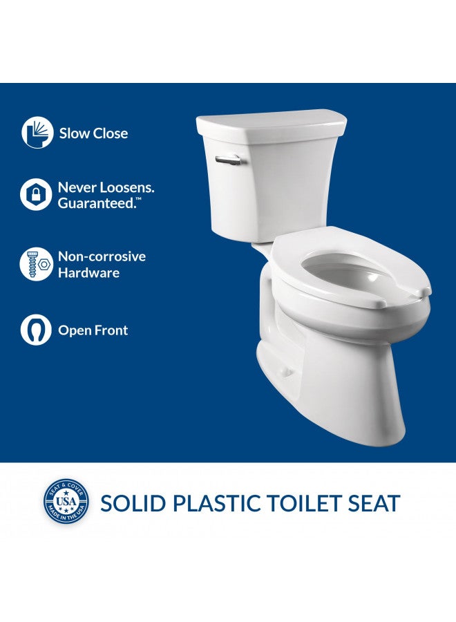 Bemis BEMIS 955SSCT 000 Commercial Heavy Duty Open Front Toilet Seat without Cover will Never Loosen & Reduce Call-backs, ROUND, Plastic, White  - Image 2