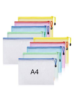 10PCS Plastic Wallets A4 Zip Wallets Ziplock Bags Plastic Mesh Document File Folder A4 Zipper Bag Zip Locked Bags A4 Zip Lock Mesh Document Files Wallet