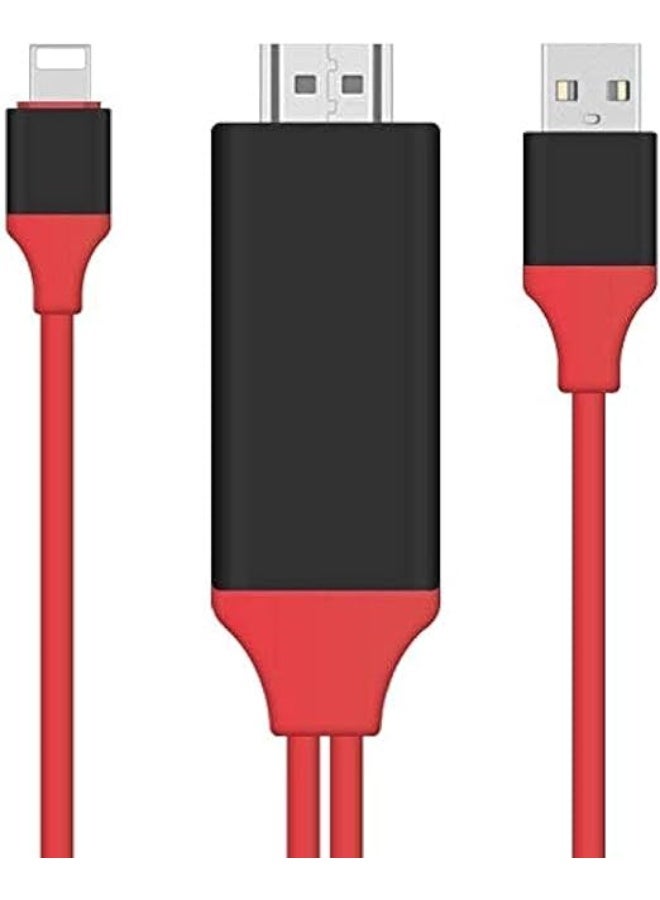 محول كيبل لايتنينج إلى HDMI - تحويل AV بجودة 1080P لأجهزة آبل iPhone 7، 6، 6s بلس، 5s، iPad Air، Mini - لا يحتاج واي فاي - لون أبيض 