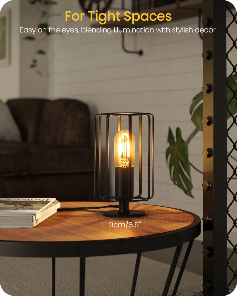 GOEBLESON Industrial Small Table Lamp, Small Bedside Lamp with Dimmable 2400K Warm Light LED Bulb, Vintage Desk Lamp, Black Nightstand Lamp for Bedroom, Study, Office, Small Space, B05TL05 - Image 3