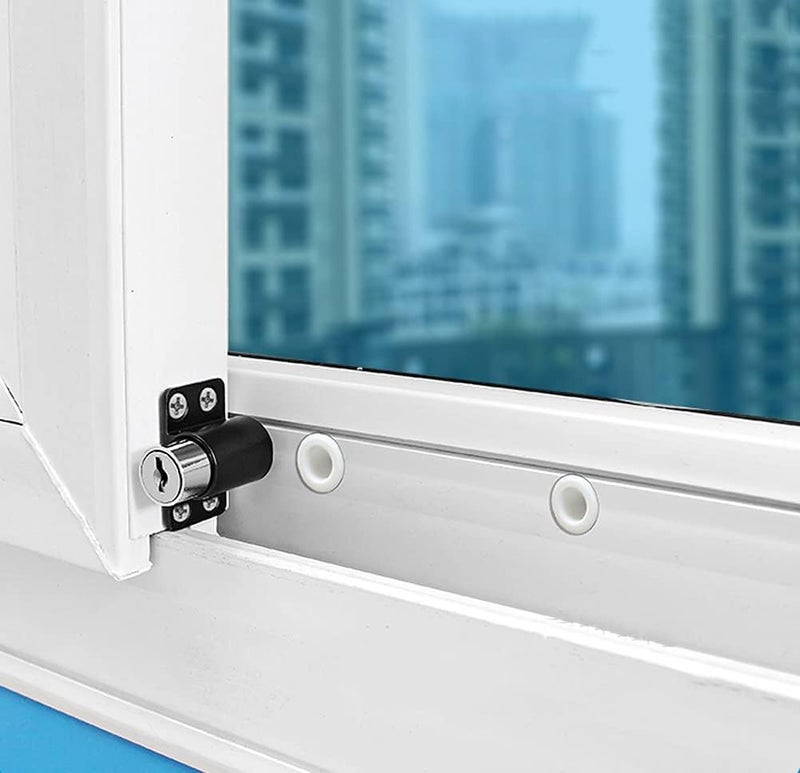 Sliding Door Window Lock. with Mounting Accessories Black Child Safety Locks with Mounting Screws - Image 1