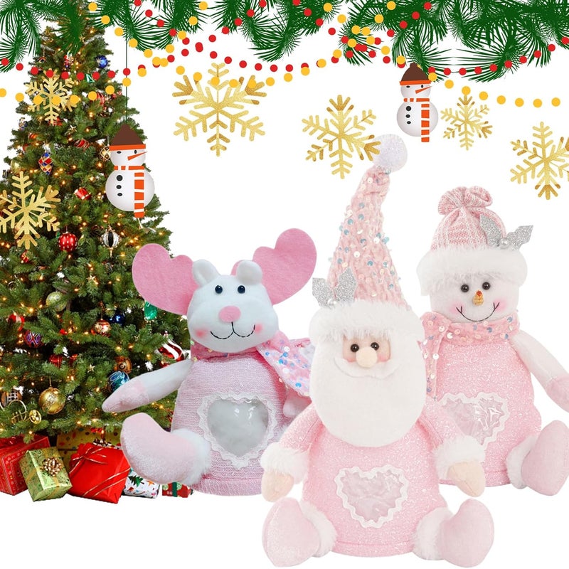 Bags Zipper Design Christmas Zipper Gift Bags Thickened Felt Material Reusable Christma Bags With Santa Snowman Style For Presents Candy Fruit And Festival - Image 1