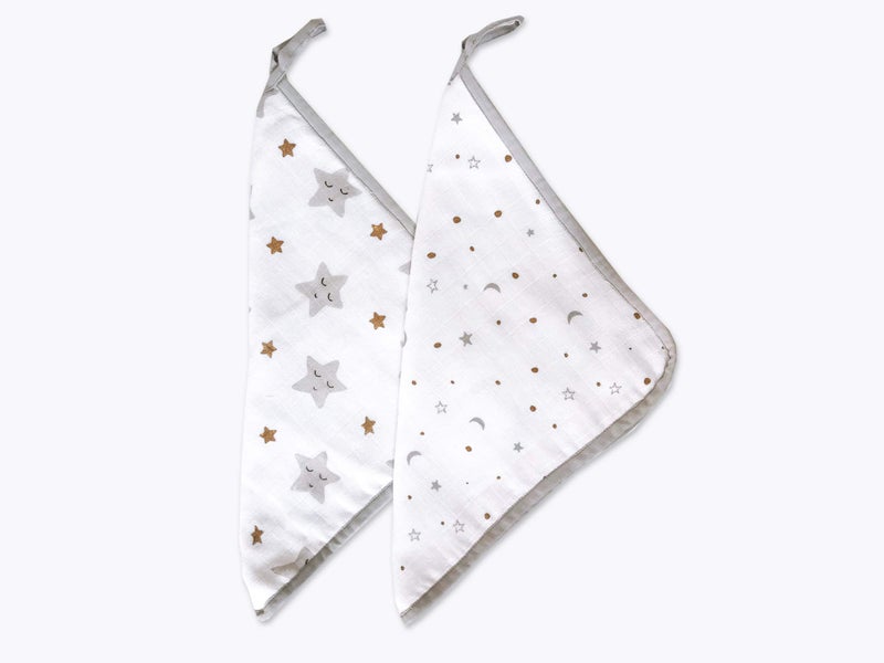 Masilo Muslin Cotton Baby Washcloth, for New Born Pack of 2 - Star Gold - Image 4
