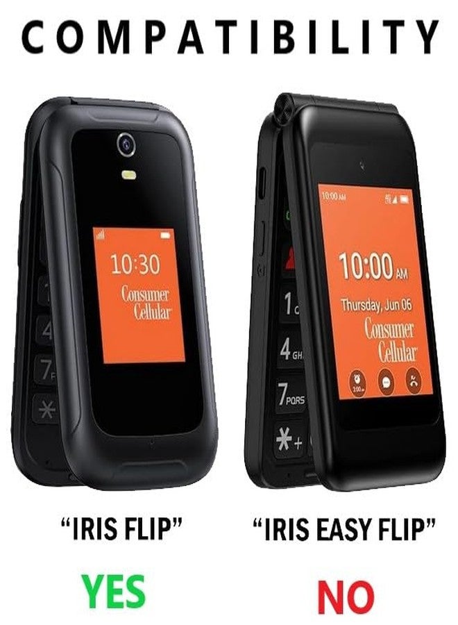 BELTRON Leather Case for Consumer Cellular Iris Flip Phone (2023) - Features: Secure Fit, Rotating Belt Clip, Screen & Keypad Protection (SH3320) - Black - Image 3