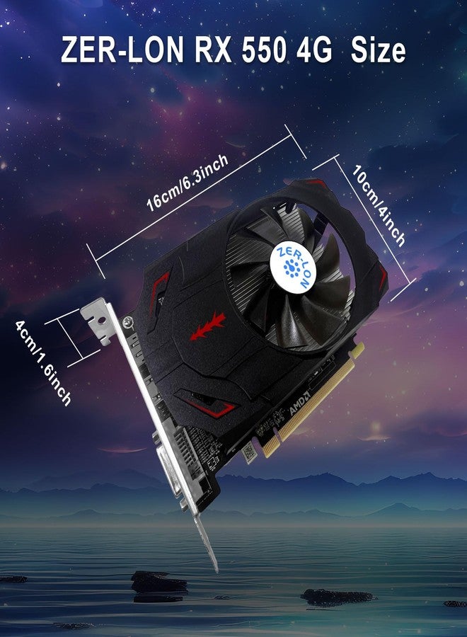 ZER-LON Radeon RX 550 4GB Graphics Card, GDDR5 128 Bit PCIE 3.0 Computer Gaming Gpu, 1183MHz Video Card with HDMI/DP/DVI Ports Support 4K - Image 5