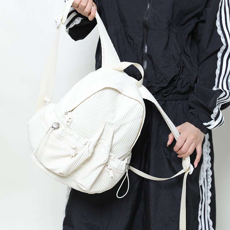 2026 Korean Fashion Pleated Backpack Lightweight Waterproof Travel Commuter Bag for Women - Image 3