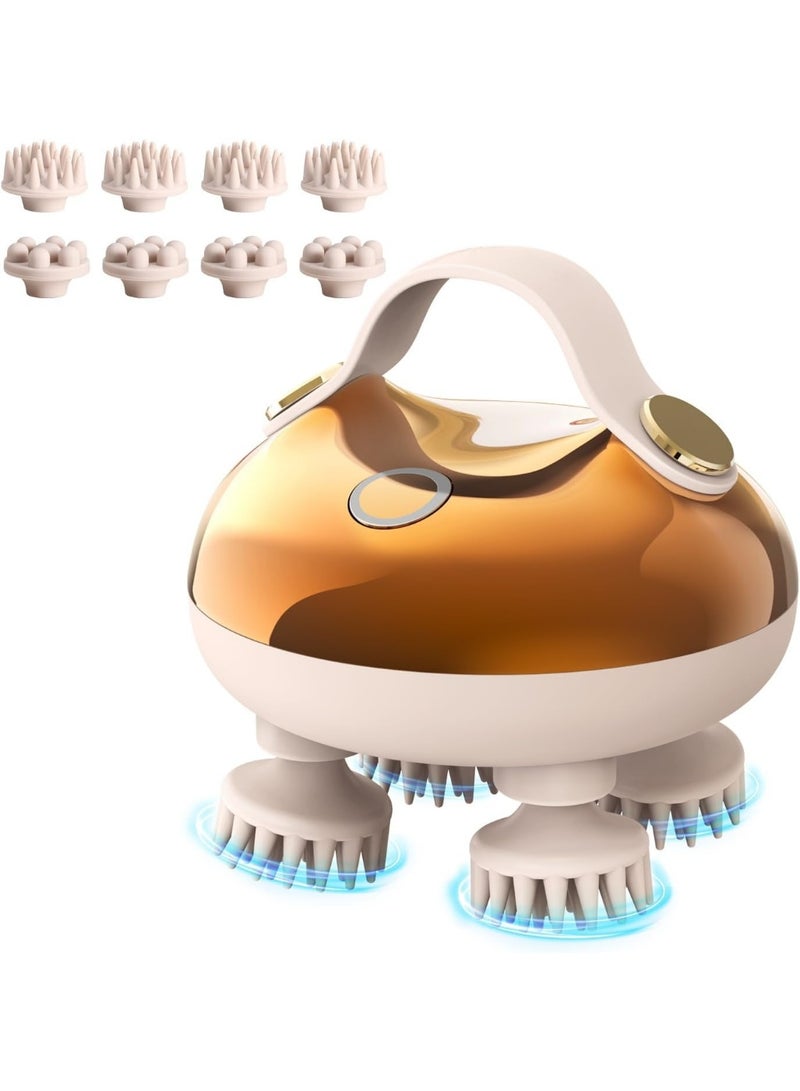 Electric Scalp Massager Head Massager Scalp Stress Relax, 5 in 1 Kneading 128 Massage Nodes, Waterproof Hair Massage with 8 Removable Claws Cat Scratcher, Gift for Dad Mom - Image 1