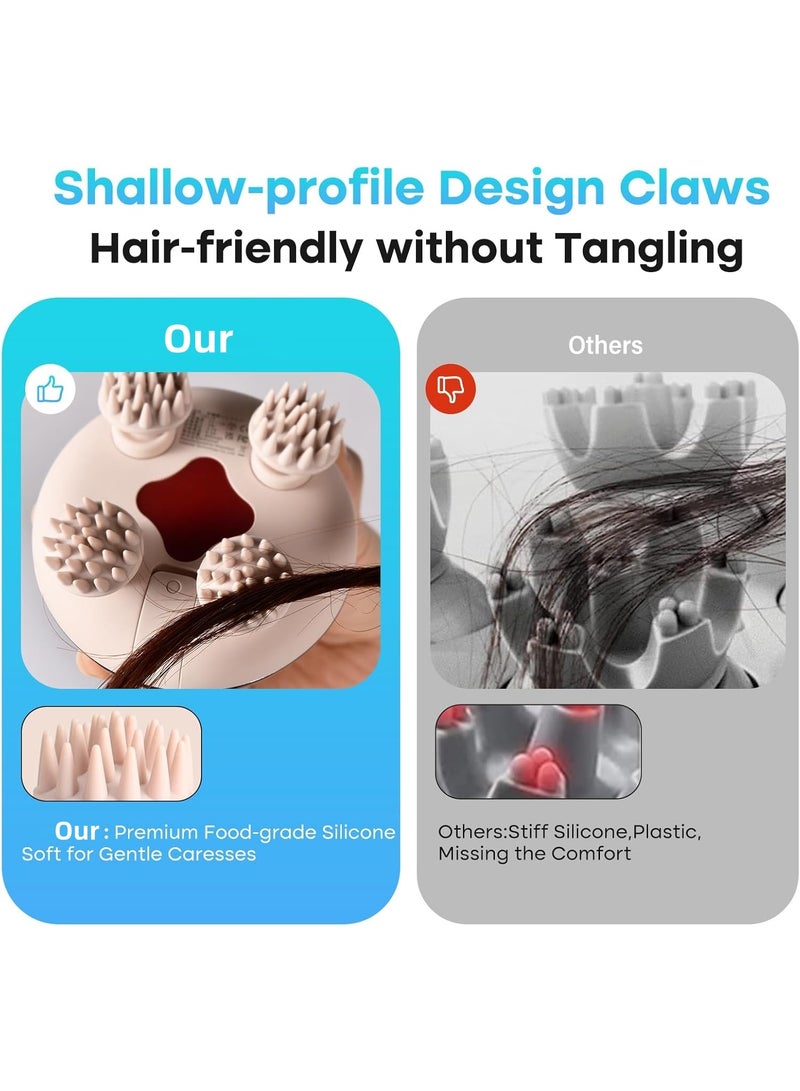 Electric Scalp Massager Head Massager Scalp Stress Relax, 5 in 1 Kneading 128 Massage Nodes, Waterproof Hair Massage with 8 Removable Claws Cat Scratcher, Gift for Dad Mom - Image 3