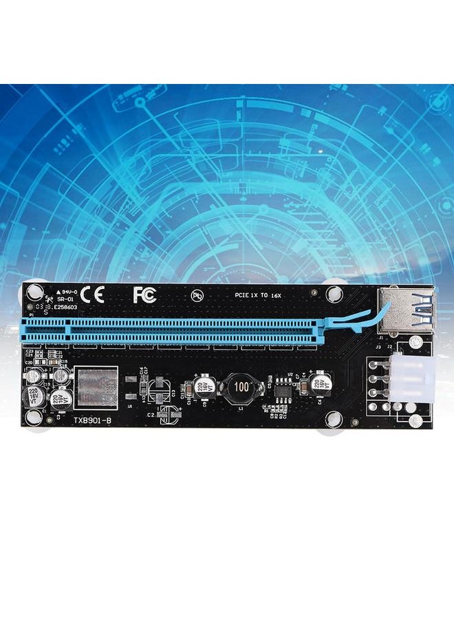 PCI-E to PCI-E 1x to 16x 6Pin Graphics Card Extender Riser Card Adapter Power Cable