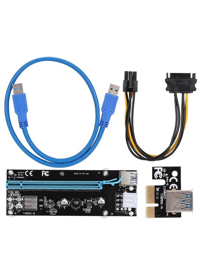 Thoraya محول كابل الطاقة كرت توسيع بطاقة الرسوميات PCI-E إلى PCI-E 1x إلى 16x 6Pin  - Image 1