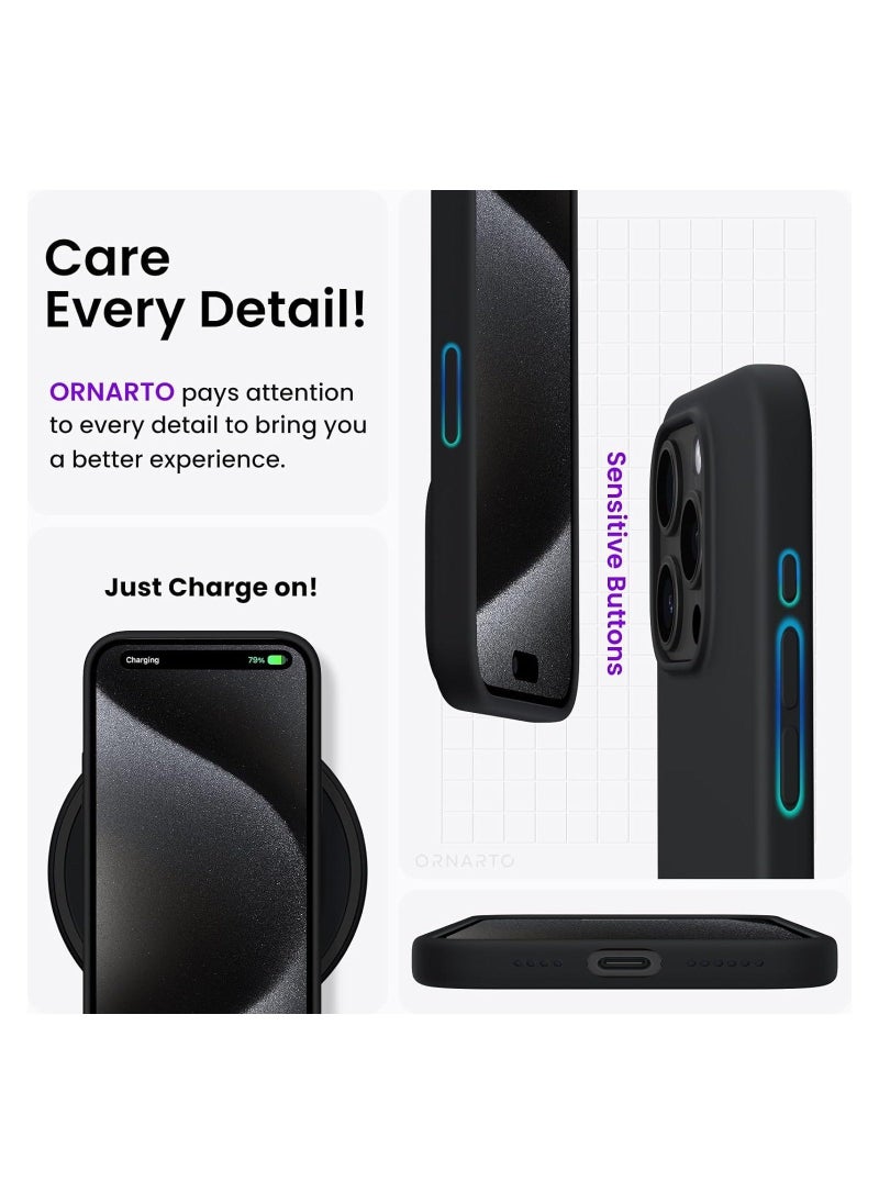 Raxoom Magnetic Liquid Silicone iPhone 15 Pro Max Case, Compatible with MagSAFE Charging-Black - Image 3
