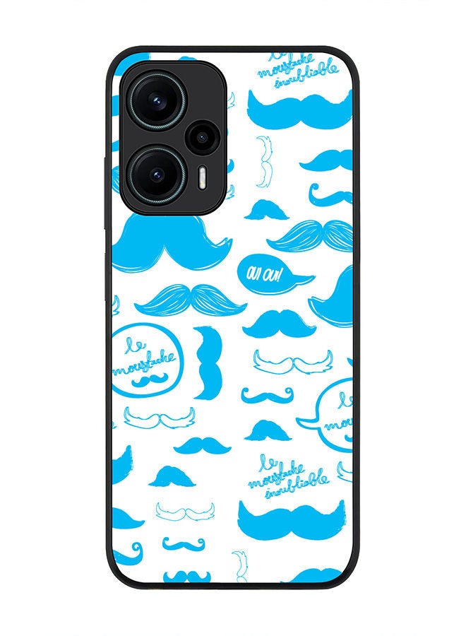 Stylizedd Rugged Black edge case for Xiaomi Poco F5 5G / Xiaomi Redmi Note 12 Turbo 5G Slim fit Soft Case Flexible Rubber Edges Anti Drop TPU Gel Thin Cover - Le Moustache - Image 1