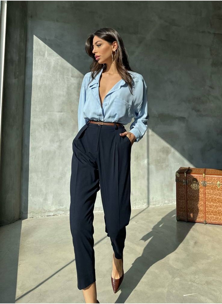 JOY Side pocket carrot cut navy pants  - Image 1
